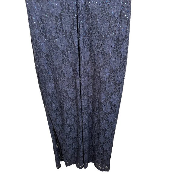 Connected blue sequin full length gown, size 16 - Picture 9 of 10